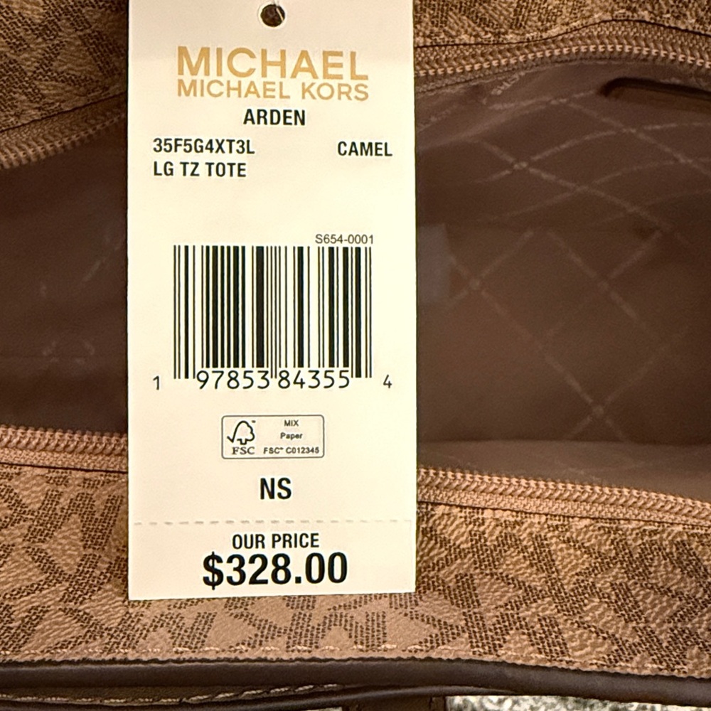 NWT Michael Kors Arden Tan Large Tote. - Picture 6 of 8